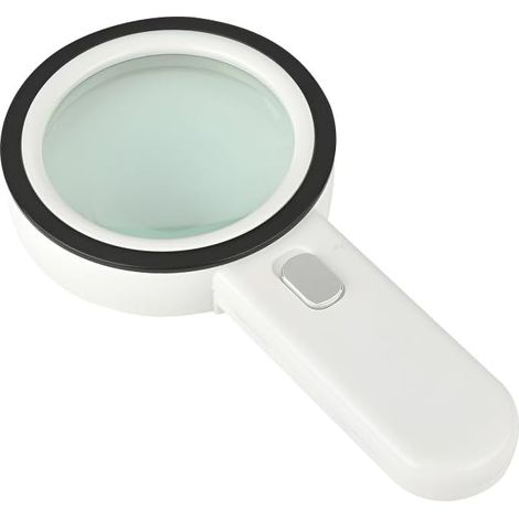 Lupa con 12 LED, adecuada para lectura, joyería, personas mayores, personas con discapacidad visual, observación y manualidades (blanca).