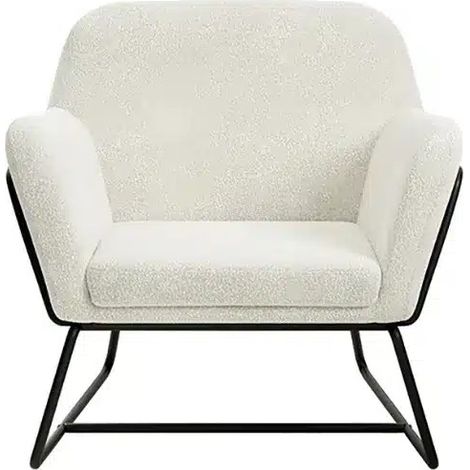 Charles Armchair - Boucle/Metal - L66 x W75.5 x H76.5 cm - Ivory/Black Matte