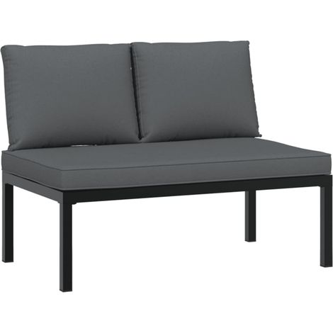 Banc de jardin Banc extérieur Banquette de jardin avec coussins noir aluminium (1/5)