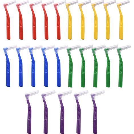 Lot de 25 brossettes interdentaires pour l'hygiène bucco-dentaire, avec têtes de nettoyage interdentaire et accessoires pour appareils orthodontiques. (1/5)