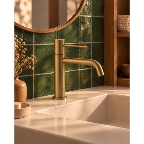 Miscelatore Lavabo Tokyo Monocomando Ottone Oro Spazzolato EXATOKORO (1/3)