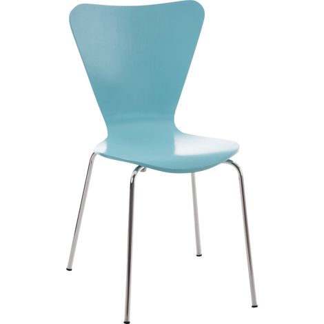 Chaise à manger empilable en bois et cadre en métal chaise élégante diverses couleurs Couleur : Céleste (1/5)