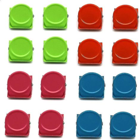 Lot de 16 pinces magnétiques en métal, aimants avec fixations pour réfrigérateur (1/4)