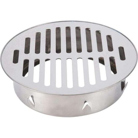 Siphon de sol, siphon de sol rond, 1 pièce couvercle de siphon de sol en acier inoxydable, siphon de sol antiblocage pour balcon pour utilisation dans la cour extérieure (bouche plate 160) (1/3)