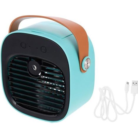Ventilateur de bureau compact USB silencieux, rechargeable par USB, bleu (1/5)
