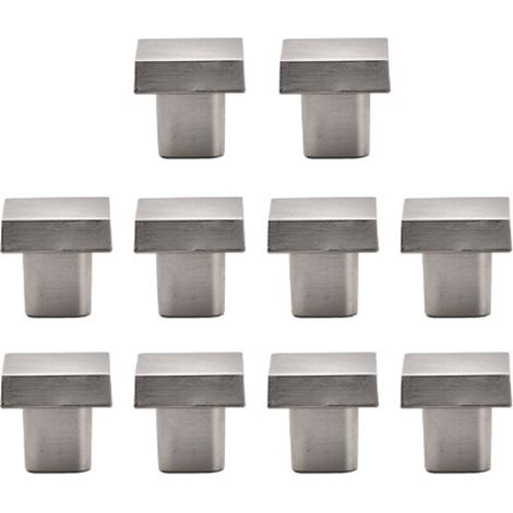 10 pièces - Bouton de meuble - Boutons d'armoire - Bouton de tiroir - Argent - Carré - 252525 mm - Quincaillerie de cuisine - Poignées - Boutons de tiroir pour portes (1/4)