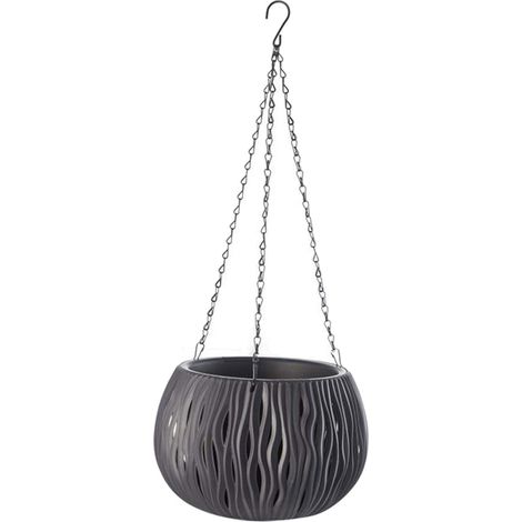 Panier Suspendu - Double Pot Avec Système D'Arrosage Automatique - Pour Plantes Intérieures Et Extérieures - Balcon Terrasse Jardin - Noir - 1 Pièce