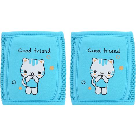 Protecteurs de genoux réglables pour bébé - Coussinets souples pour tout-petits en été motif chat bleu (1/5)