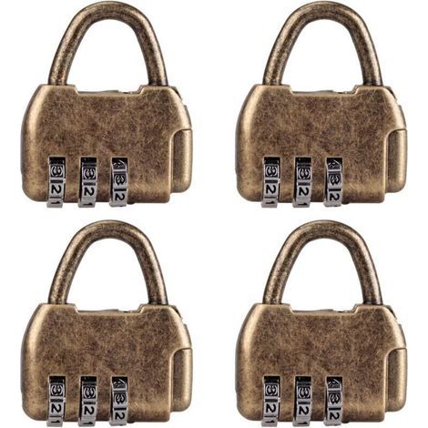 Lot de 4 mini cadenas à combinaison rétro pour journal intime, bagages, cadenas à code vintage (1/5)