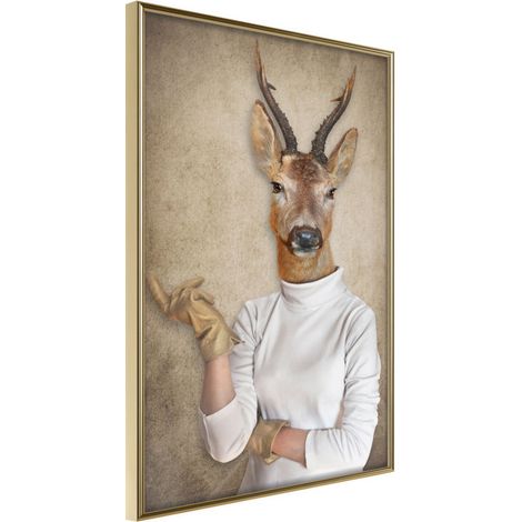 Affiche Murale Encadrée "Animal Alter Ego Capreolus" 30 x 42 cm Or
