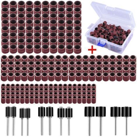 252 Pièces Tambour De Ponçage avec Boîte Gratuite, Comprenant 240 Pièces Bandes de Ponçage et 12 Pièces Tambour Mandrin pour Dremel Outils Rotatifs (1/5)