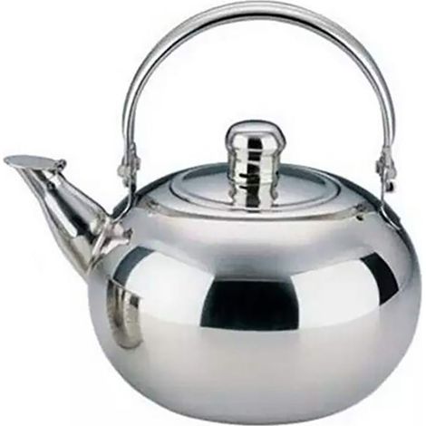 Théière ménagère argentée de 14 cm avec filtre et infuseur en acier inoxydable épais, idéale pour les restaurants. (1/5)