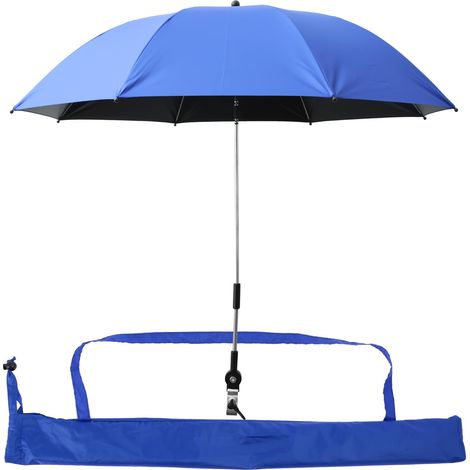 Parasol d'extérieur portable avec pince - Protection solaire réglable et résistante à la chaleur pour le camping et les chaises de plage, Bleu foncé (1/5)