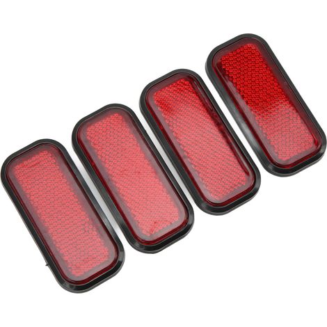Lot de 4 bandes réfléchissantes rectangulaires sécurité ABS autocollant universel voiture moto rouge (1/5)