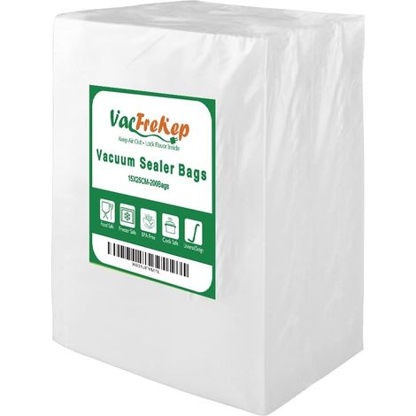 200Unité 15x25cm Sac Pour Machine Sous Vide,Sac Sous Congelation Vide Alimentaire sans BPA (1/5)