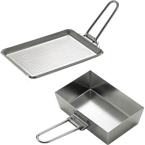 Tragbares Campingkochgeschirr-Set aus Edelstahl mit abnehmbarem Griff (1/5)