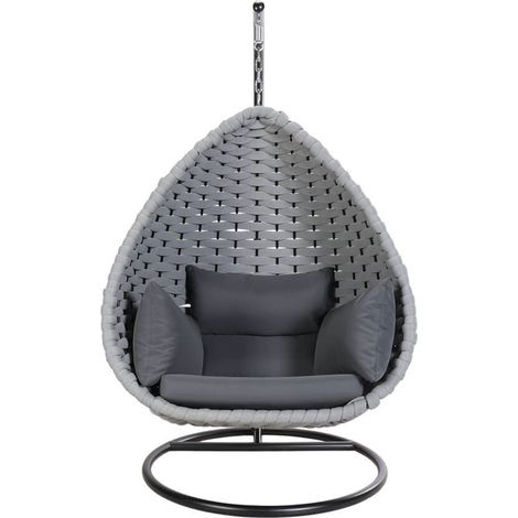 Home Deluxe Silla colgante de malla de cuerda CADEIRA gris claro - 1 plaza