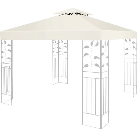 Jiubiaz Ersatzdach Pavillon 3x3m, Gartenzelt Dachabdeckung aus 300D Polyester, Pavillondach mit Kaminabzug für Garten & Party Anthrazit Beige