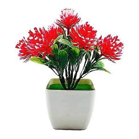 Fleurs artificielles en pot, composition florale pour mariage, table de réception en plastique, simulation de bonsaïrouge (1/5)