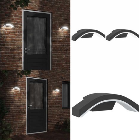 LED-Außenwandleuchten 2 Stk. Schwarz Aluminiumdruckguss - LED-Lampe - Außenleuchte - Wandleuchte - Gartenbeleuchtung - Edelstahl - Home & Living (1/5)