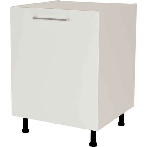 Mueble de cocina bajo con 1 puerta en gris cream y blanco mate. 85 cm(alto)60 cm(ancho)60 cm(largo) (1/3)