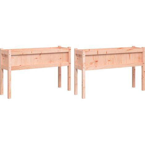 Macetero para bancales elevados, plantas, flores, terrazas de jardín, juego de 2 con patas de madera maciza Douglas marrón 020039022 (1/5)