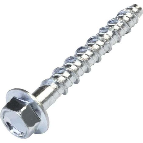 Lot de 10 Vis pour béton à tête hexagonale à embase/collerette Ø6x50 mm - fixation directe sans cheville - pour clé à 6 pans 7.5 mm - en acier - pour rénovation (1/4)