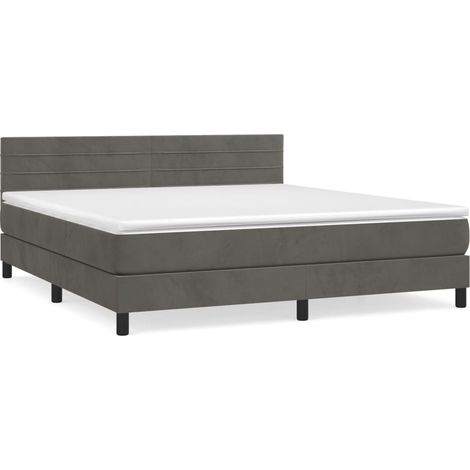 Maison Exclusive - Cama box spring con colchón terciopelo gris os (1/5)