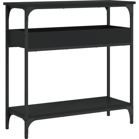 Maison Exclusive - Table console avec étagère noir 75x29x75 cm bois d'ingénierie (1/5)