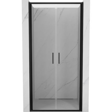 Mexen Exo puertas de ducha dobles abatibles 90 cm, transparentes, negras - 814-090-000-70-00 (1/5)