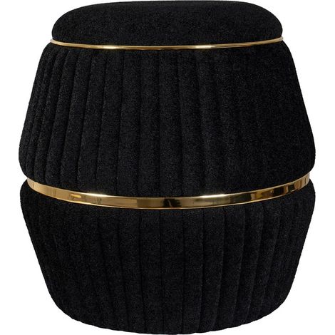Pouf Doric 210 nero e oro con lavorazione a coste (1/3)