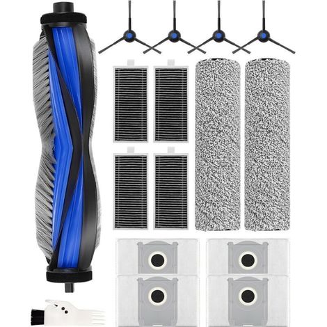 Kit di accessori da 16 pezzi per aspirapolvere robot ECOVACS DEEBOT X8 / X8 PRO OMNI, ricambi inclusi: 1 spazzola principale, 2 spazzole a rullo, 4 sacchetti per la polvere, 4 spazzole laterali, 4 fil (1/4)