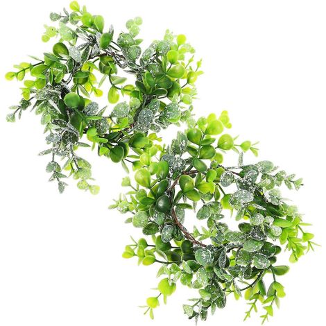 Guirlande de bougies vertes et couronne de feuilles d'eucalyptus pour décoration (4 pièces) (1/5)