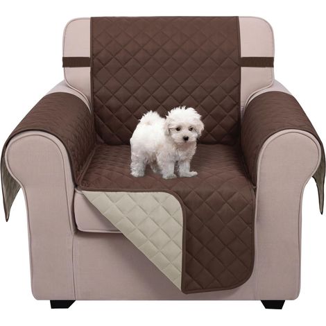 U-NICE HOME Relaxsesselbezüge Wendbarer Stuhlbezug Haustierbezüge für Hunde mit elastischen Bändern Wasserabweisend Rautensteppung (23'' Sessel, Kaffee/Beige) (1/5)