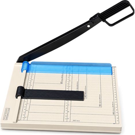 Massicot manuel A4 - avec grille de mesure - poignée de sécurité - base en ABS - découpe photos et étiquettes (1/5)