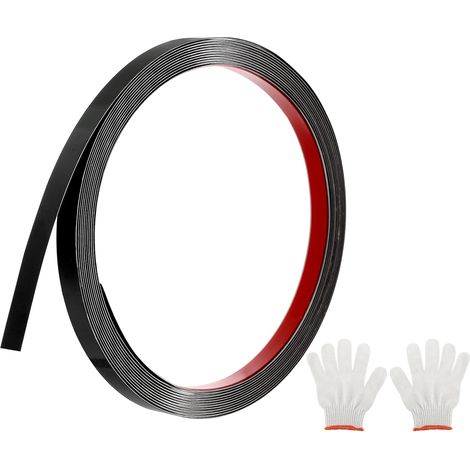 Moulures Décoratives Autocollantes en Acier Inoxydable, 5m X 1cm Noir Garniture de Moulure Murale Autocollante avec Finition Miroir avec des Sacs et des Gants pour Mur, Sol (1/5)