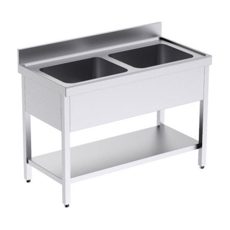 Plonge Inox Professionnelle Double et Etagère Gamme 700 - Distform