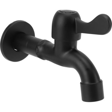 Robinet d'eau en acier inoxydable 304, calibre G1/2, montage mural, modèle long, robinet d'eau froide simple, robinet pour réservoir de serpillière noir (1/5)