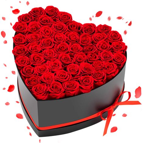 VEVOR 50 Stk. Ewige Rosen in Herzform Box, konservierter Blumenstrauß, Blumen Geschenkbox für ihre Frau, Mütter, Liebespartner, zur Hochzeit, zum Muttertag, Valentinstag, Weihnachten, Rot (1/5)