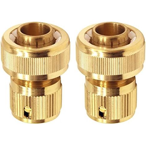 Lot de 2 raccords rapides en laiton pour tuyau de jardin de 3/4" - Raccord de tuyau d'arrosage en laiton pour connecter des tuyaux, des outils de jardin (1/5)