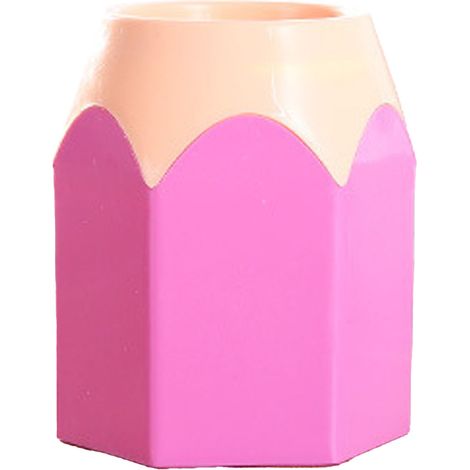 Portapenne da scrivania multifunzionale, organizer salvaspazio per cancelleria, matite colorate, casa, classe, rosa (1/5)
