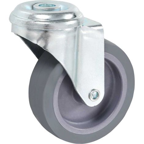 Roulettes pivotantes à trou de boulon 75 mm pour meubles en TPR fer zingué gris Lot de 16 (1/5)