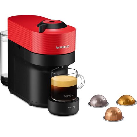 Krups KRUPS Nespresso VERTUO Pop XN9205 Cafetière à Capsules, Machine à Expresso, café différentes Tailles, 4 Tailles Tasses, Technologie Centrifusion, 35% Plastique recyclé, Spicy Red (1/4)