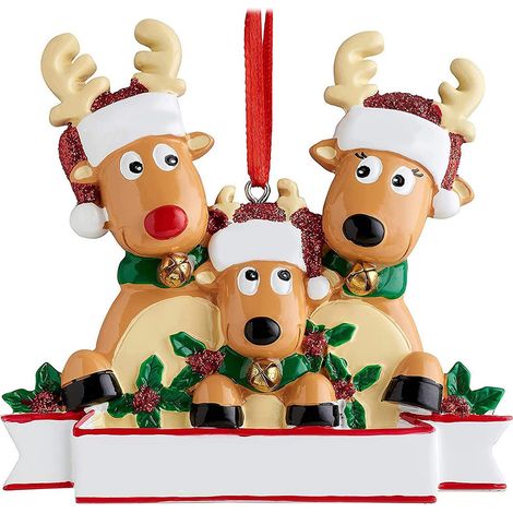 Ornement De Noël En Forme De Cerf - En Résine Écologique - Personnalisable À La Main - Pour Arbre De Noël Ou Décoration Intérieure - Lot De 1 (1/5)