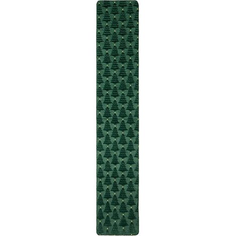 Chemin de table en velours épais, motif sapin de Noël, 93 cm, vert. Décoration de table au quotidien et pour les fêtes. (1/5)