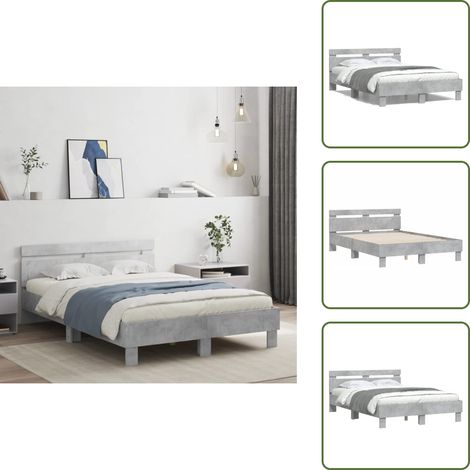 Letto in legno - vidaXL Giroletto Testiera Grigio Cemento 120x190 cm Legno Multistrato - Testiera in legno