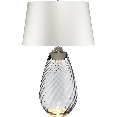 Lampada Da Scrivania Contemporanea Lena Metallo Vetro Grigio Fumo 1 Luce E27