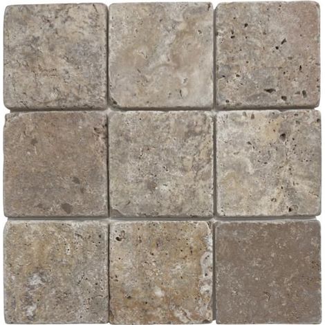 Travertin-Fliesen - ALBEDO PIERRE - Scabas - 10x10x1 cm - Rutschfest - Mehrfarbig (1/3)