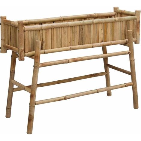 Pot de fleurs avec support, couleur naturelle, 100 x 38 x 74 cm, en bambou.