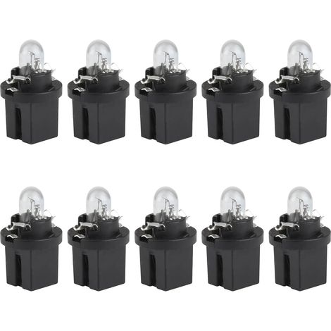 10 x DC 12 V 1.2 W T5 B8.5D Dashboard Light Yellow Light Bulb for Internal Cars (1/5)